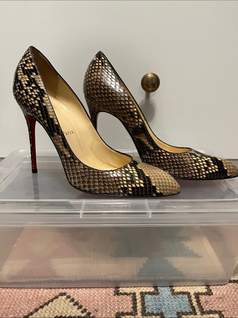 Christian Louboutin Python-Print Pointed Stiletto